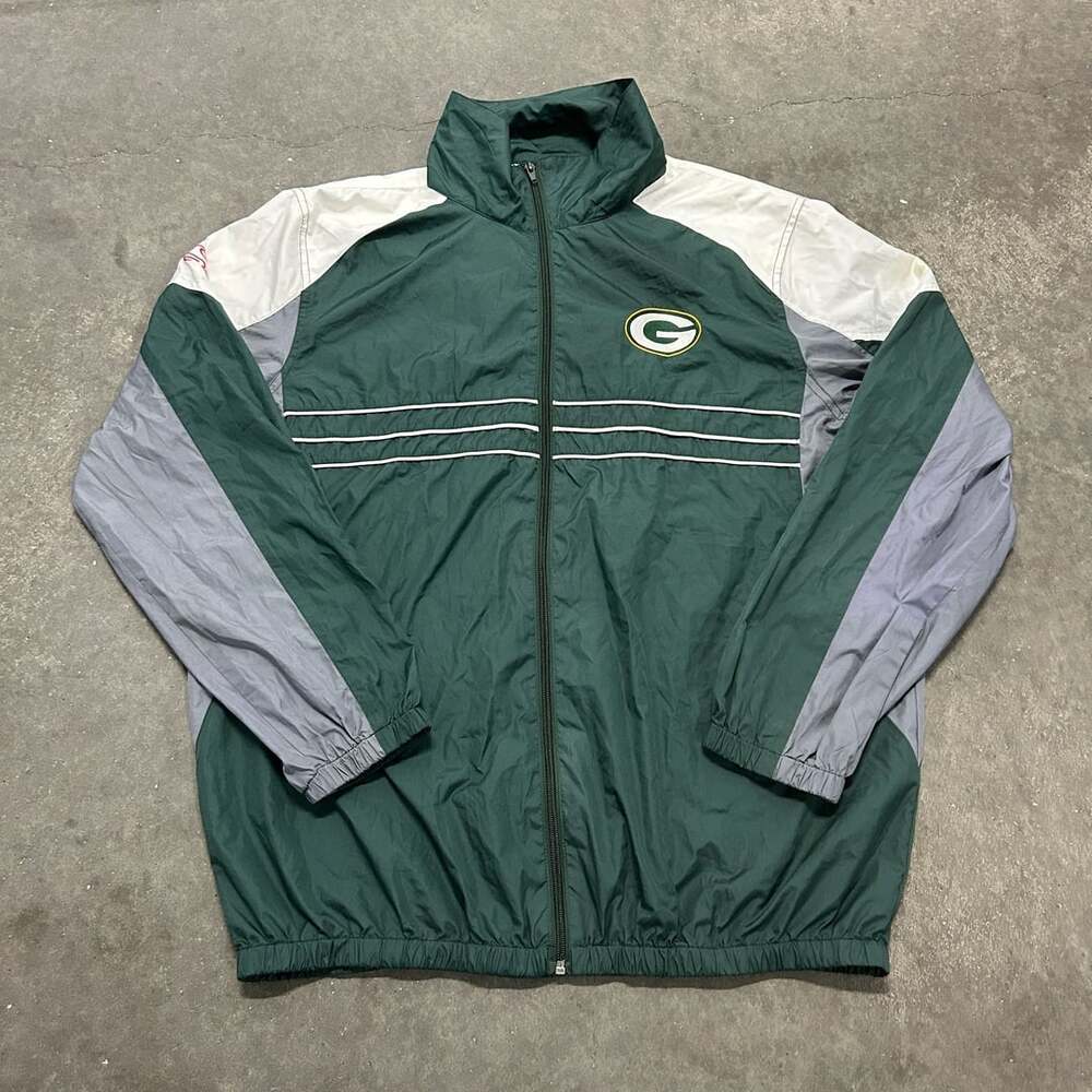 Vintage Green Bay Packers NFL Reebok Windbreaker Jacket Large Colorblock